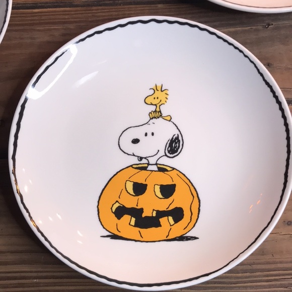 Pottery Barn Peanuts Trick or Treat Charlie Brown Halloween Salad Plates - 4 🎃 - Picture 7 of 16